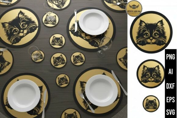 3D Cat Graphics for Laser Engraving & Branding