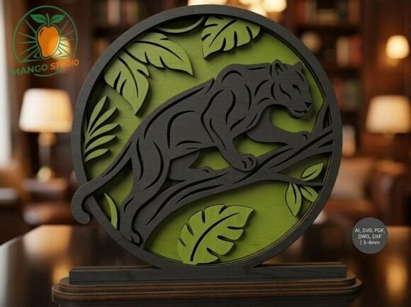 3D Panther SVG for Laser Cutting & Home Decor