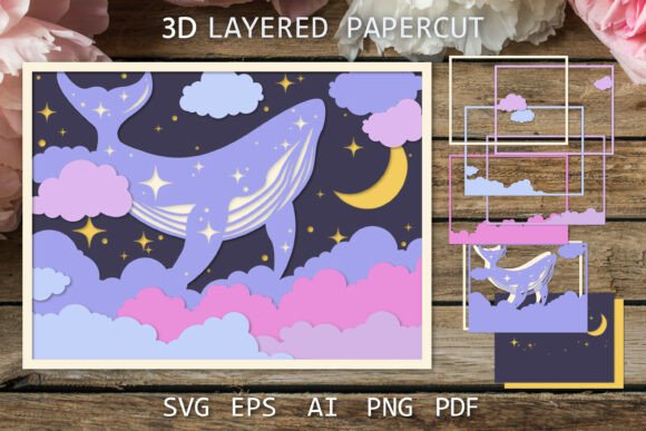 3D SVG Animals: Whale in Space Paper Cut Review