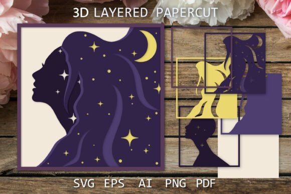 3D SVG Space Girl: A Night Cut for Brands & Flowers