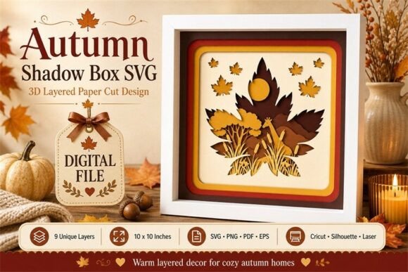 Autumn Shadow Box Svg Papercut Frame: 3D SVG Review
