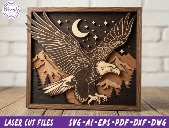 Eagle Shadow Box SVG for Laser Cutting & Home Decor