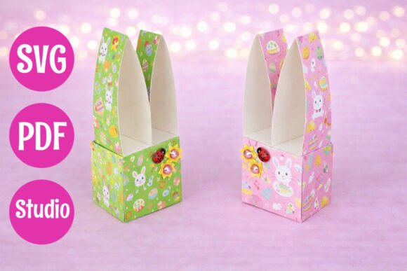 Easter Bunny Cube Box Template: 3D SVG for Festive Branding
