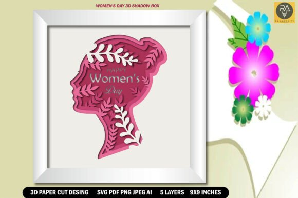 Happy Women's Day 3D SVG for Shadow Boxes