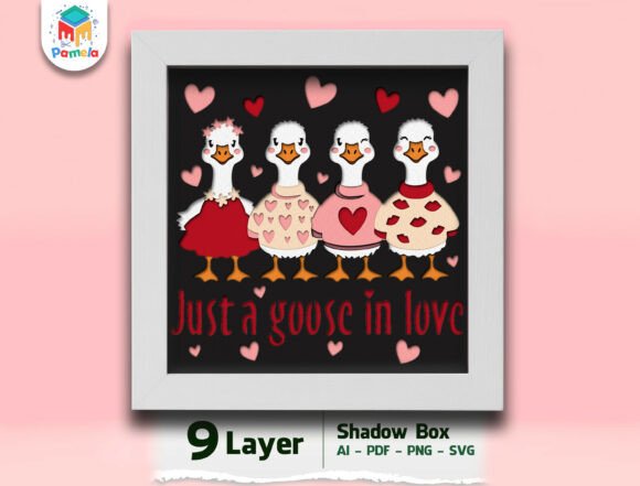 Just a Goose in Love 3D SVG for Valentine S Day