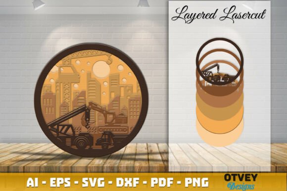 Layered Construction Scene: 3D SVG for Home Décor