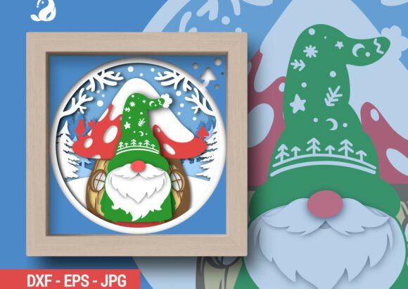 Layered Garden Gnome 3D Paper Art: SVG Shadow Boxes