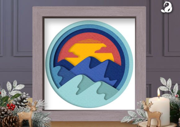 Minimalist Mountain Sunset Shadow Box: A 3D SVG Review