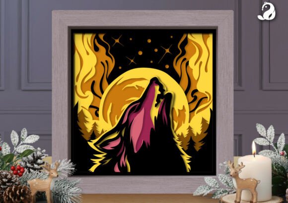 Review: 3D Wolf Howling Moon Shadow Box SVG
