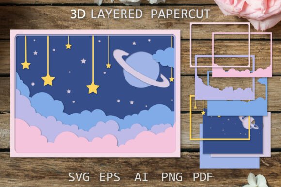 Review: Layered Paper Cut, Clouds and Stars 3D Design