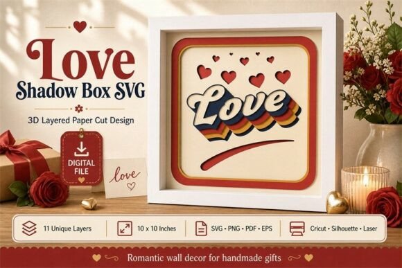 Romantic Shadow Box Frame: 3D SVG for Shadow Boxes