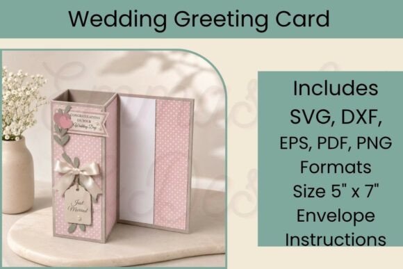 Square Column Wedding Card: 3D SVG for Cards And Invites